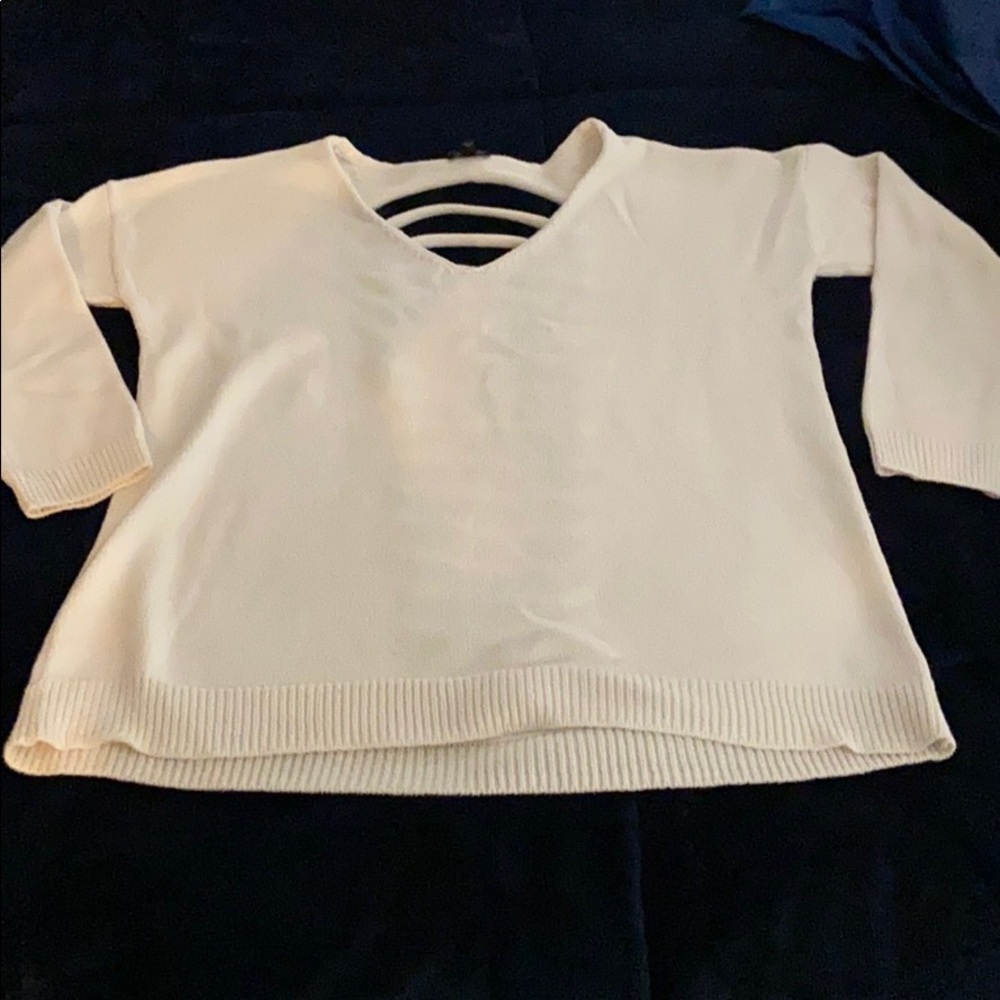 Express Women's White Sweater with Slash Back